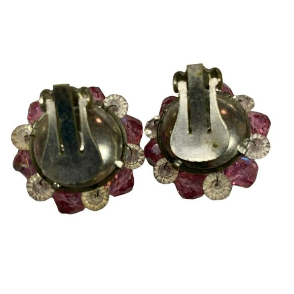 MCM Beaded Necklace and Clip on Earring Set - Pink AB and Faux Pearl Beads - Picture 6 of 8